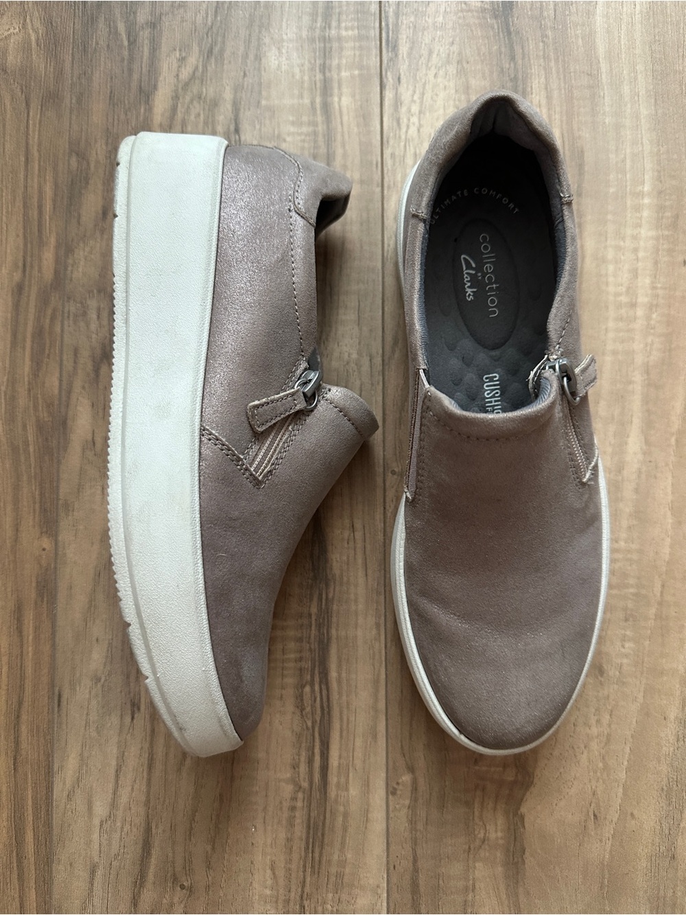 Clarks Slip-On Suede Sneakers in Taupe